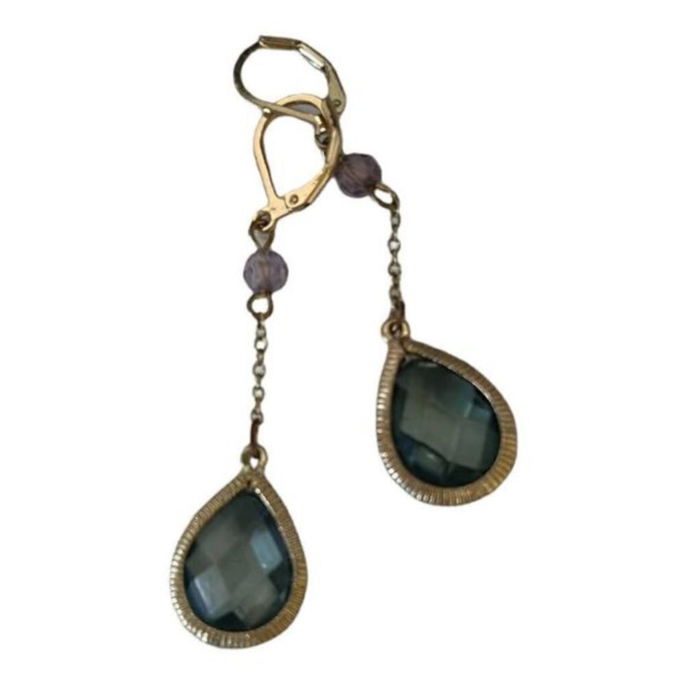 Gold And Green Dangle Earrings